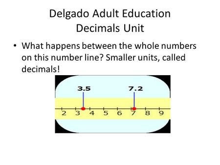 Delgado Adult Education Decimals Unit
