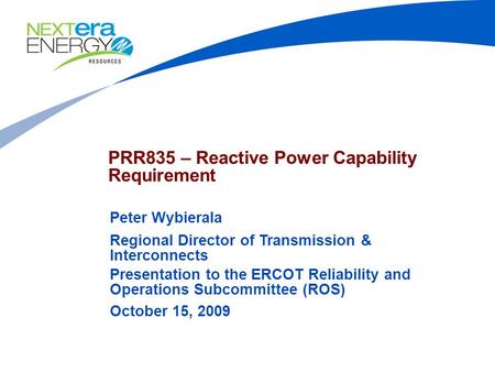 PRR835 – Reactive Power Capability Requirement