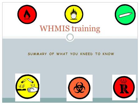 SUMMARY OF WHAT YOU KNEED TO KNOW WHMIS training.