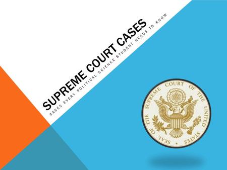 SUPREME COURT CASES CASES EVERY POLITICAL SCIENCE STUDENT NEEDS TO KNOW.