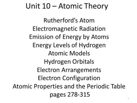 Rutherford’s Atom Electromagnetic Radiation Emission of Energy by Atoms Energy Levels of Hydrogen Atomic Models Hydrogen Orbitals Electron Arrangements.