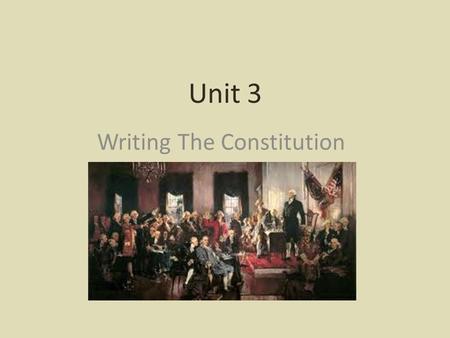 Unit 3 Writing The Constitution. 8.1A Identify major eras in history Constitutional Era Philadelphia Convention 1787 Great Compromise Three-fifths Compromise.