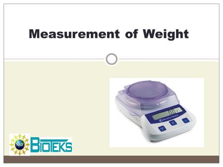 Measurement of Weight.