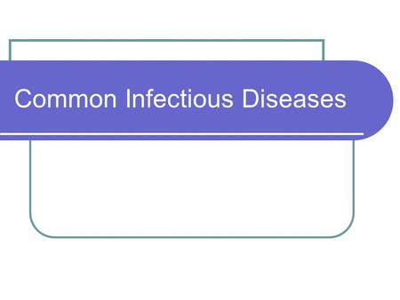 Common Infectious Diseases. Objectives Common Cold Influenza Mononucleosis Tetanus Lyme Disease West Nile Virus Measles Mumps Rubella Chicken Pox E. Coli.