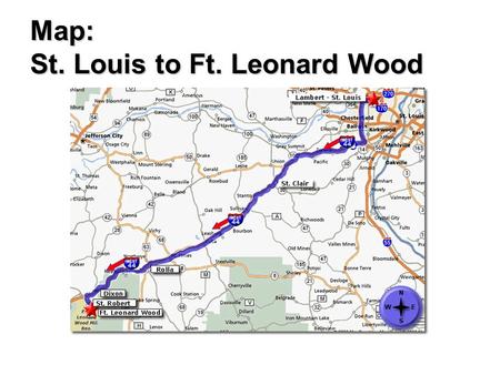 Map: St. Louis to Ft. Leonard Wood