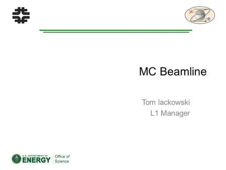 MC Beamline Tom lackowski L1 Manager. Project Organization Jan. 2013T. Lackowski - MC Beamline2.
