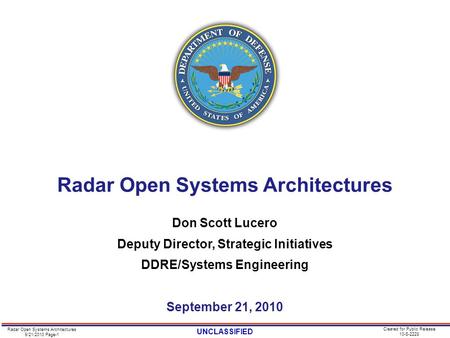 Radar Open Systems Architectures