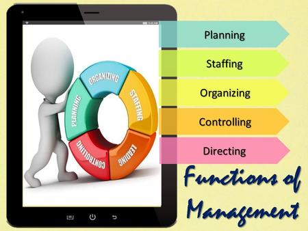 Planning Staffing Organizing Controlling Directing Functions of Management.