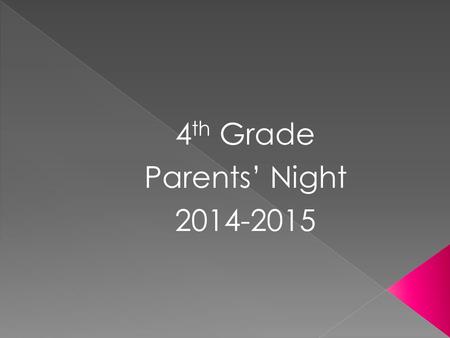 4 th Grade Parents’ Night 2014-2015.  Tickets to Good Behavior: Students will earn tickets for good behavior. They can also win whole class tickets.