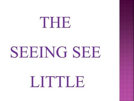 THE SEEING SEE LITTLE.