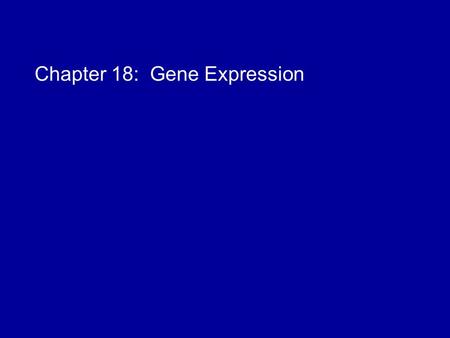 Chapter 18: Gene Expression