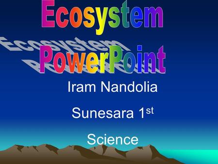 Iram Nandolia Sunesara 1 st Science. An ecosystem for many animals.