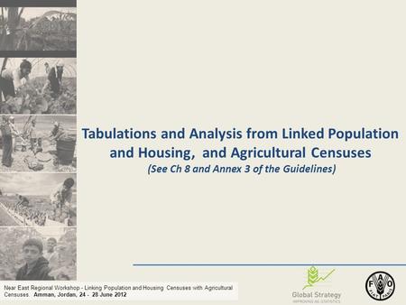 Near East Regional Workshop - Linking Population and Housing Censuses with Agricultural Censuses. Amman, Jordan, 24 - 28 June 2012 Tabulations and Analysis.