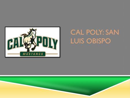 CAL POLY: SAN LUIS OBISPO Presented by: Alexis Philpott, Danielle Clarke, and Waverly Rocklin.