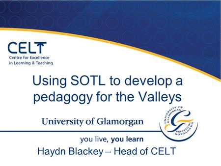 Using SOTL to develop a pedagogy for the Valleys Haydn Blackey – Head of CELT.