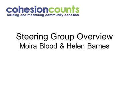 Steering Group Overview Moira Blood & Helen Barnes.
