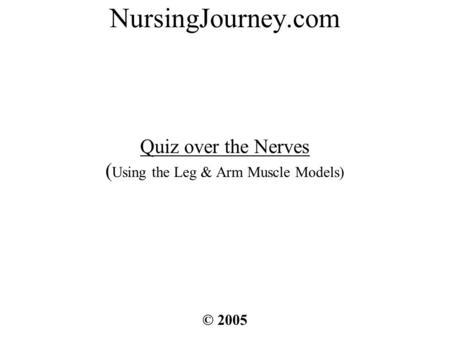 NursingJourney.com Quiz over the Nerves ( Using the Leg & Arm Muscle Models) © 2005.