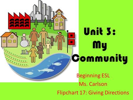 Unit 3: My Community Beginning ESL Ms. Carlson Flipchart 17: Giving Directions.