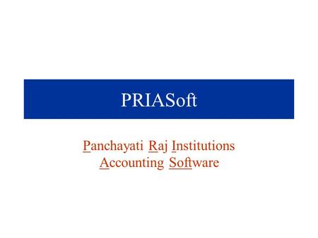 Panchayati Raj Institutions Accounting Software