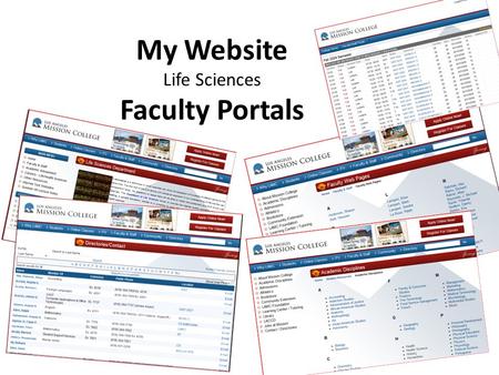 My Website Life Sciences Faculty Portals. In Class Exercises.