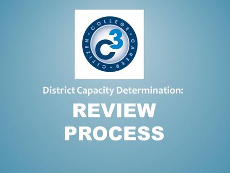 REVIEW PROCESS District Capacity Determination:. Review Team Selection Teams will contain geographically balanced representation. Each review team will.