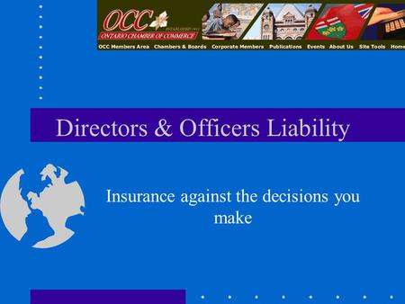 Directors & Officers Liability Insurance against the decisions you make.