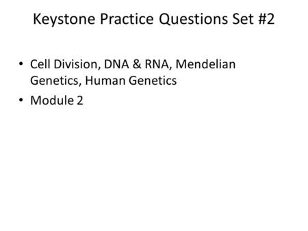 Keystone Practice Questions Set #2