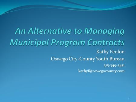 Kathy Fenlon Oswego City-County Youth Bureau 315-349-3451 1.