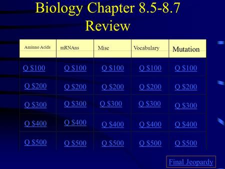 Biology Chapter Review