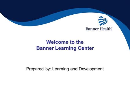 Welcome to the Banner Learning Center Prepared by: Learning and Development.