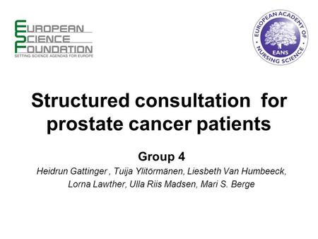 Structured consultation for prostate cancer patients