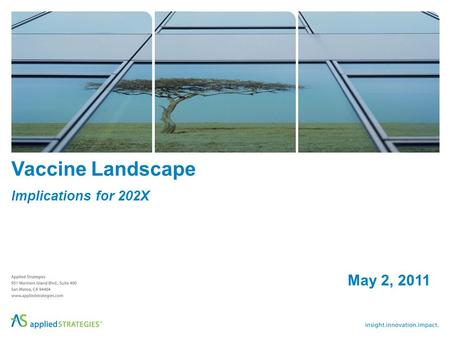 Vaccine Landscape Implications for 202X May 2, 2011.