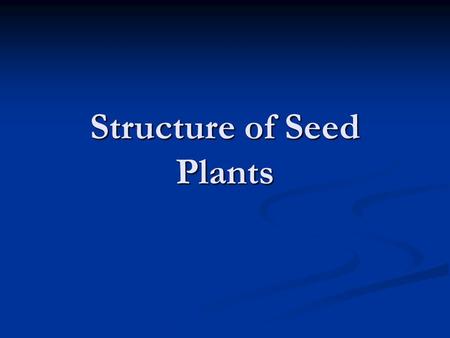 Structure of Seed Plants. Vascular Tissues What is a Vascular Tissue? What is a Vascular Tissue? Specialized tissues that conduct nutrients and water.