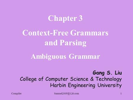 Context-Free Grammars and Parsing