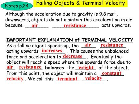 Falling Objects & Terminal Velocity