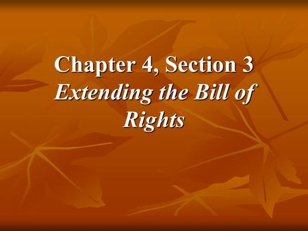 Chapter 4, Section 3 Extending the Bill of Rights