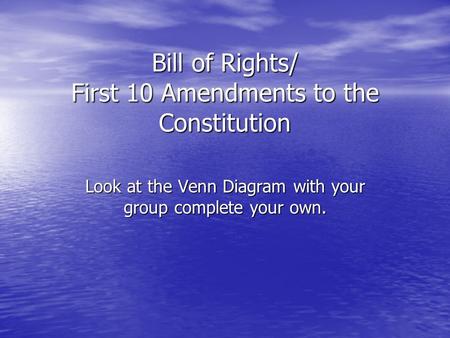 Bill of Rights/ First 10 Amendments to the Constitution