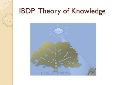 IBDP Theory of Knowledge. Ways of Knowing The four TOK Ways of Knowing are: 1) Perception 2) Emotion 3) Reason 4) Language The Ways of Knowing influence.