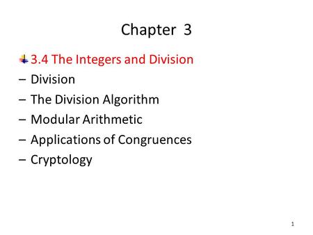 Chapter The Integers and Division Division