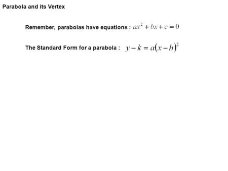 Parabola and its Vertex