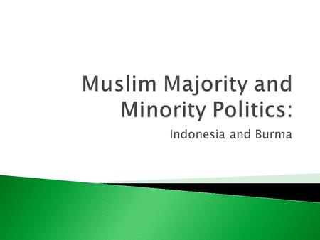 Indonesia and Burma.  What do Indonesian Muslims Want? ◦ Five priority issues :  Economic growth  national prosperity  national unity  education.