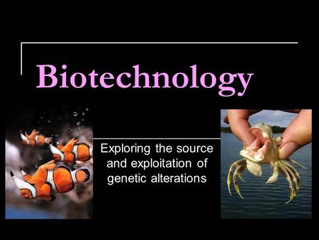 Biotechnology Exploring the source and exploitation of genetic alterations.
