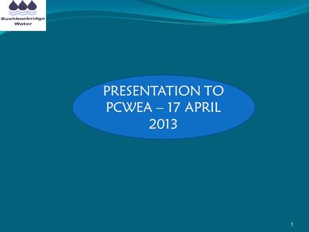 PRESENTATION TO PCWEA – 17 APRIL 2013 1. OVERVIEW OVERVIEW  Established in 1997 by the Minister of Water Affairs and Forestry in accordance with the.