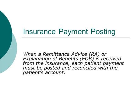 Insurance Payment Posting