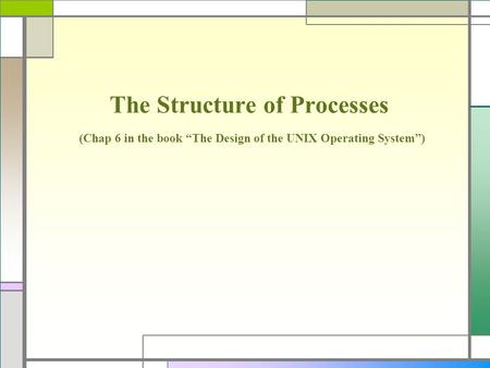 The Structure of Processes (Chap 6 in the book “The Design of the UNIX Operating System”)