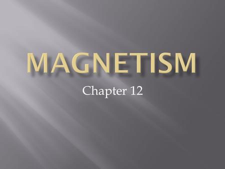 Chapter 12.  Magnetic Forces  Produce a magnetic field  Similar to an electric field  Act under similar rules  Strength depends on distance  Like.