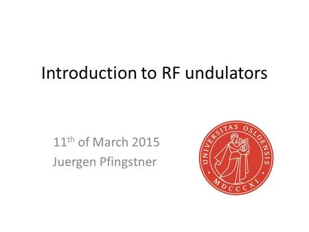 Introduction to RF undulators