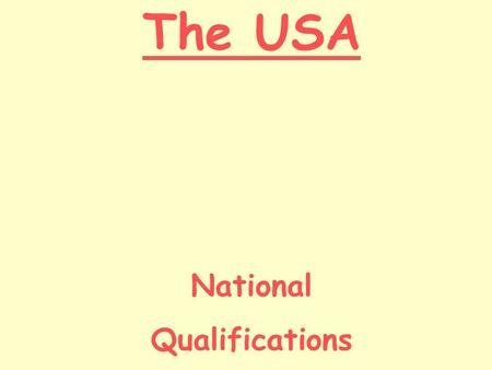 The USA National Qualifications. Today we will… Identify what I know (from my prior knowledge) about the USA. Recall and list some facts about the USA.