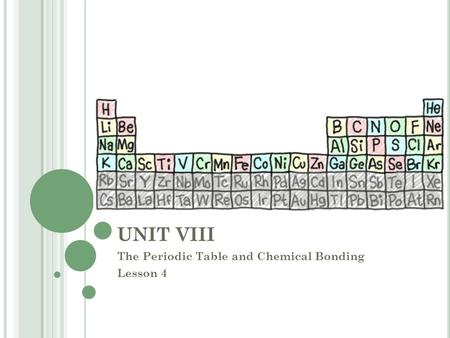 The Periodic Table and Chemical Bonding Lesson 4