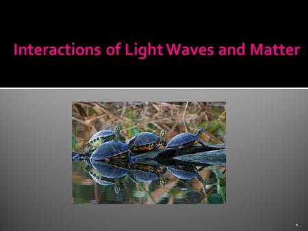 Interactions of Light Waves and Matter